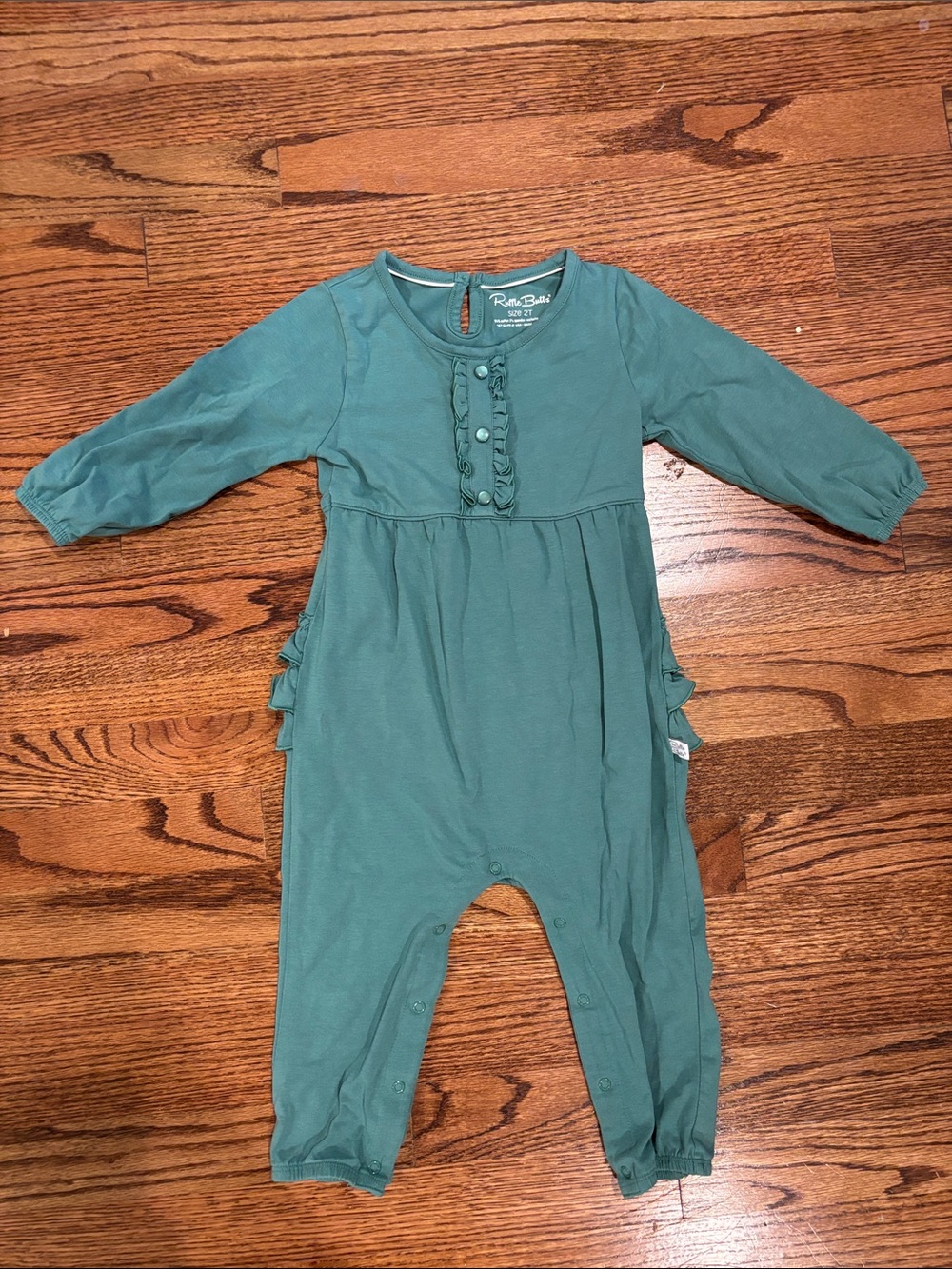 Ruffle Butts Teal Green 2T Toddler Kid Romper